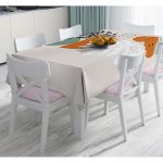 Pastel Zeminli Yaprak Desenli Dijital Baskılı Modern Masa Örtüsü Realhomes