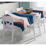 - Masa-7590-Gorsel - Realhomes  Renkli Zemin Üzerinde Geometrik Çizim Dijital Baskılı Modern Masa Örtüsü Realhomes