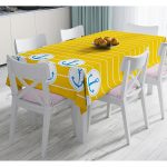 - Masa-7597-Gorsel - Realhomes Sarı Zemin Üzerinde Çapa Çizimli Dijital Baskılı Modern Masa Örtüsü Realhomes