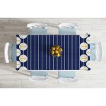 - Masa-7601-Gorsel-1 - Realhomes  Lacivert Zemin Üzerinde Çapa Çizimli Dijital Baskılı Modern Masa Örtüsü Realhomes