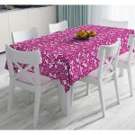 - Masa-7616-Gorsel - Realhomes  Renkli Zemin Üzerinde Çiçek Desenli Dijital Baskılı Modern Masa Örtüsü Realhomes