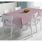 - Masa-7642-Gorsel - Realhomes  Beyaz Zemin Üzerinde Renkli Çizgili Dijital Baskılı Modern Masa Örtüsü Realhomes