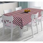 - Masa-7649-Gorsel - Realhomes  Beyaz Zemin Üzerinde Renkli Geometrik Desenli Dijital Baskılı Modern Masa Örtüsü Realhomes