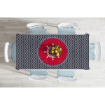 - Masa-7686-Gorsel-1 - Realhomes Renkli Zemin Üzerinde Geometrik Zikzak Desenli Çapa Dijital Baskılı Modern Masa Örtüsü Realhomes