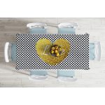 - Masa-7695-Gorsel-1 - Realhomes  Beyaz Zeminde Puantiyeli Gold Detaylı Love Yazılı Dijital Baskılı Modern Masa Örtüsü Realhomes