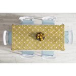 - Masa-7706-Gorsel-1 - Realhomes Gold Zemin Üzerinde Geyik Desenli Dijital Baskılı Modern Masa Örtüsü Realhomes