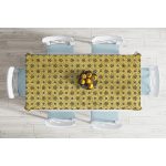 Gold Zemin Üzerinde Siyah Renkli Kar tanesi Desenli Dijital Baskılı Modern Masa Örtüsü Realhomes