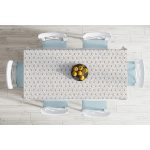 - Masa-7714-Gorsel-1 - Realhomes Beyaz Zemin Üzerinde Gold Detaylı Geometrik Çizim Dijital Baskılı Modern Masa Örtüsü Realhomes