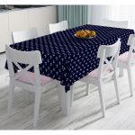 - Masa-7724-Gorsel - Realhomes  Renkli Zemin Üzerinde Beyaz Çapa Desenli Dijital Baskılı Modern Masa Örtüsü Realhomes