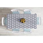 - Masa-7728-Gorsel-1 - Realhomes  Beyaz Zemin Üzerinde Geometrik Çizimli Çapa Desenli Dijital Baskılı Modern Masa Örtüsü Realhomes