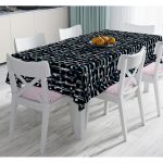 - Masa-7731-Gorsel - Realhomes  Siyah Zemin Üzerinde Renkli Puantiyeli Dijital Baskılı Modern Masa Örtüsü Realhomes