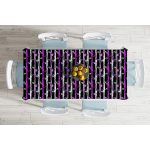 - Masa-7743-Gorsel-1 - Realhomes Siyah Zemin Üzerinde Renkli Çizgi Zemin Desenli Dijital Baskılı Modern Masa Örtüsü Realhomes