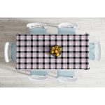 - Masa-7924-Gorsel-1 - Realhomes  Beyaz Zemin Üzerinde Siyah Ekose Desenli Dijital Baskılı Modern Masa Örtüsü Realhomes