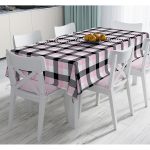 - Masa-7924-Gorsel - Realhomes  Beyaz Zemin Üzerinde Siyah Ekose Desenli Dijital Baskılı Modern Masa Örtüsü Realhomes