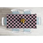 - Masa-7925-Gorsel-1 - Realhomes Renkli Pastel Zemin Üzerinde Siyah Ekose Desenli Dijital Baskılı Modern Masa Örtüsü Realhomes