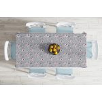 - Masa-8010-Gorsel-1 - Realhomes  Renkli Zemin Üzerinde Flamingo Desenli Yaprak Motifli Dijital Baskılı Modern Masa Örtüsü Realhomes