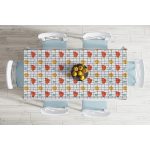 Beyaz Zemin Üzerinde Geometrik Desenli Dijital Baskılı Modern Masa Örtüsü Realhomes