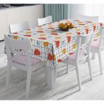 Beyaz Zemin Üzerinde Geometrik Desenli Dijital Baskılı Modern Masa Örtüsü Realhomes