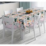 - Masa-8160-Gorsel - Realhomes  Beyaz Zemin Üzerinde Geometrik Desenli Dijital Baskılı Modern Masa Örtüsü Realhomes