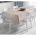 - Masa-8175-Gorsel - Realhomes  Pastel Zemin Üzerinde Geometrik Desenli Dijital Baskılı Modern Masa Örtüsü Realhomes