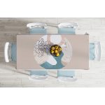 Pastel Zemin Üzerinde Geometrik Desenli Dijital Baskılı Modern Masa Örtüsü Realhomes