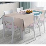 Pastel Zemin Üzerinde Geometrik Desenli Dijital Baskılı Modern Masa Örtüsü Realhomes