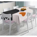 - Masa-8185-Gorsel - Realhomes  Renkli Zemin Üzerinde Geometrik Desenli Dijital Baskılı Modern Masa Örtüsü Realhomes