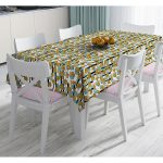 - Masa-8204-Gorsel - Realhomes  Beyaz Zemin Üzerinde Renkli Puantiyeli Dijital Baskılı Modern Masa Örtüsü Realhomes