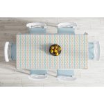 Beyaz Zeminde Renkli Zikzak Desenli Geometrik Desenli Dijital Baskılı Modern Masa Örtüsü Realhomes