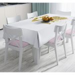 - Masa-8221-Gorsel - Realhomes  Beyaz Zemin Üzerinde Gold Renkli Love Yazılı Dijital Baskılı Modern Masa Örtüsü Realhomes