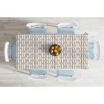 Beyaz Zemin Üzerinde Gold Renkli Ananas Desenli Dijital Baskılı Modern Masa Örtüsü Realhomes