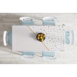 Renkli Zemin Üzerinde Geometrik Desenli Dijital Baskılı Modern Masa Örtüsü Realhomes