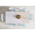 - Masa-8260-Gorsel-1 - Realhomes  Renkli Zemin Üzerinde Gold Detaylı Geometrik Çizimli Dijital Baskılı Modern Masa Örtüsü Realhomes