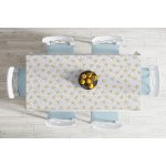 - Masa-8280-Gorsel-1 - Realhomes  Beyaz Zemin Üzerinde Gold Detaylı Kar tanesi Dijital Baskılı Modern Masa Örtüsü Realhomes