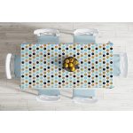 - Masa-8289-Gorsel-1 - Realhomes  Beyaz Zemin Üzerinde Gold Detaylı Geometrik Desenli Dijital Baskılı Modern Masa Örtüsü Realhomes