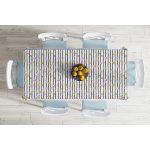 - Masa-8292-Gorsel-1 - Realhomes  Beyaz Zeminde Siyah Çizgili Renkli Yıldız Desenli Dijital Baskılı Modern Masa Örtüsü Realhomes