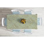 Renkli Zemin Üzerinde Gold Detaylı Yatay Çizgili Dijital Baskılı Modern Masa Örtüsü Realhomes