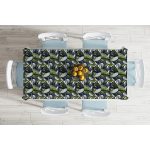 Siyah Zemin Üzerinde Yaprak Desenli Dijital Baskılı Modern Masa Örtüsü Realhomes