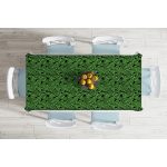 - Masa-8356-Gorsel-1 - Realhomes  Siyah Zemin Üzerinde Yeşil Yaprak Desenli Dijital Baskılı Modern Masa Örtüsü Realhomes