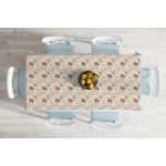 - Masa-8359-Gorsel-1 - Realhomes  Beyaz Zemin Üzerinde Sonbahar Yapraklı Kozalak Desenli Dijital Baskılı Modern Masa Örtüsü Realhomes