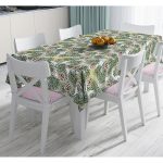 Beyaz Zeminde Renkli Puantiyeli Sonbahar Yapraklı Dijital Baskılı Modern Masa Örtüsü Realhomes