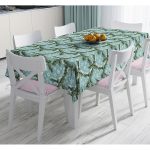 Renkli Zemin Üzerinde Kar tanesi Desenli Dijital Baskılı Modern Masa Örtüsü Realhomes