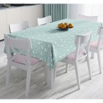 - Masa-8407-Gorsel - Realhomes  Renkli Zemin Üzerinde Çam Ağacı Desenli Dijital Baskılı Modern Masa Örtüsü Realhomes