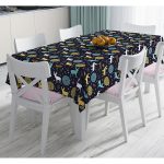 - Masa-8409-Gorsel - Realhomes  Renkli Zemin Üzerinde Geyik Desenli Dijital Baskılı Modern Masa Örtüsü Realhomes