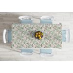 Renkli Zemin Üzerinde Beyaz Çiçek Desenli Dijital Baskılı Modern Masa Örtüsü Realhomes