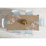 - Masa-8429-Gorsel-1 - Realhomes  Renkli Zemin Üzerinde Beyaz Çiçek Desenli Dijital Baskılı Modern Masa Örtüsü Realhomes