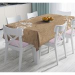 - Masa-8429-Gorsel - Realhomes  Renkli Zemin Üzerinde Beyaz Çiçek Desenli Dijital Baskılı Modern Masa Örtüsü Realhomes