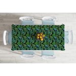 - Masa-8430-Gorsel-1 - Realhomes Siyah Zemin Üzerinde Yeşil Yaprak Desenli Dijital Baskılı Modern Masa Örtüsü Realhomes