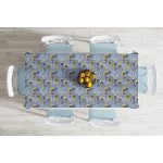 Renkli Zemin Üzerinde Çiçek Desenli Dijital Baskılı Modern Masa Örtüsü Realhomes