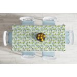 - Masa-8436-Gorsel-1 - Realhomes  Beyaz Zemin Üzerinde Yeşil Renkli Çiçek Desenli Dijital Baskılı Modern Masa Örtüsü Realhomes